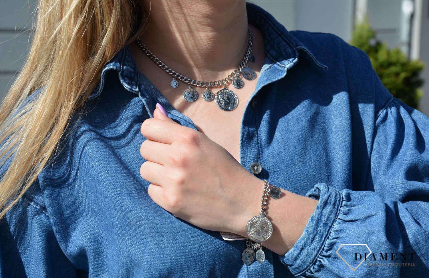 Naszyjnik srebrny damski pancerka monetki Dall'Acqua C RM 24442s.jpg